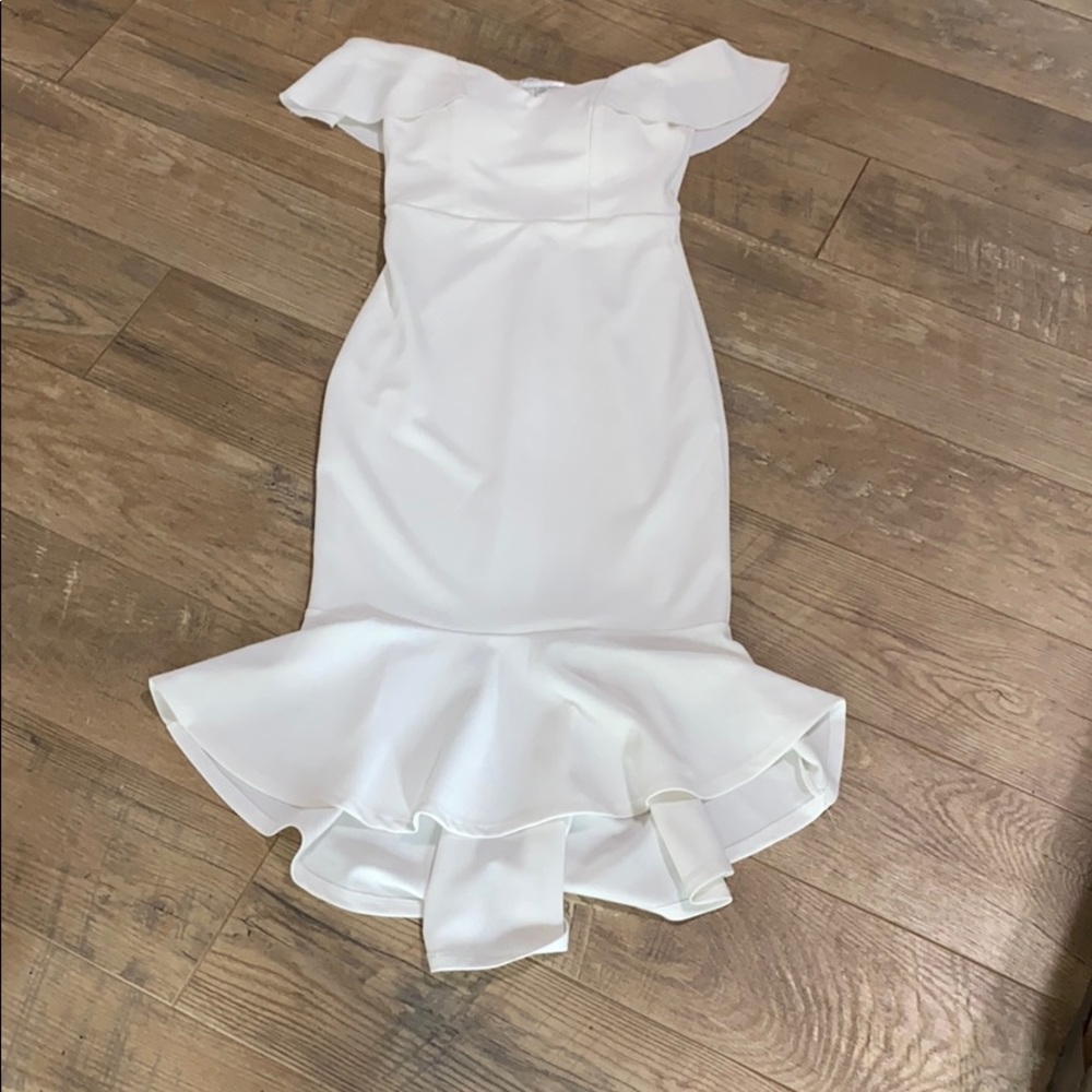 White ruffle sleeve dress